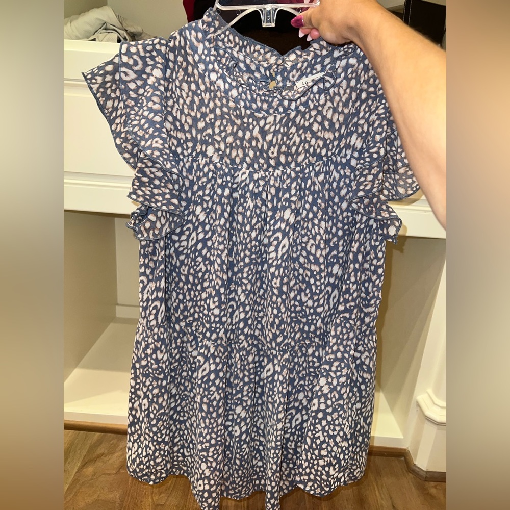 Navy and white cheetah babydoll shirt